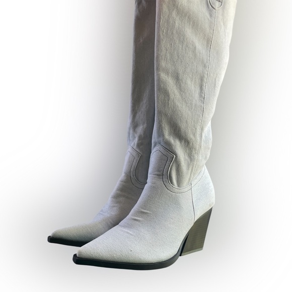 SheIn | Women’s Denim Western Boots – Light Blue Wash | Statement Boots - Picture 2 of 12